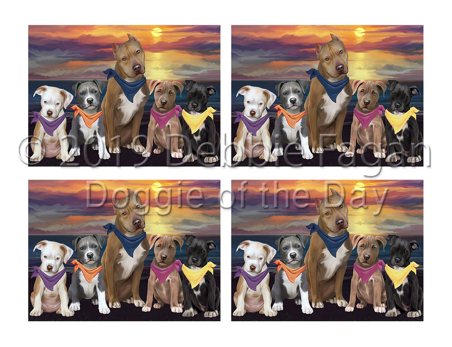 Family Sunset Portrait Pit Bull Dogs Placemat