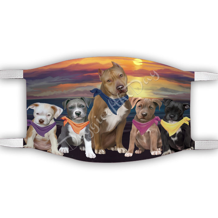 Family Sunset Pitbull Dogs Face Mask FM49223