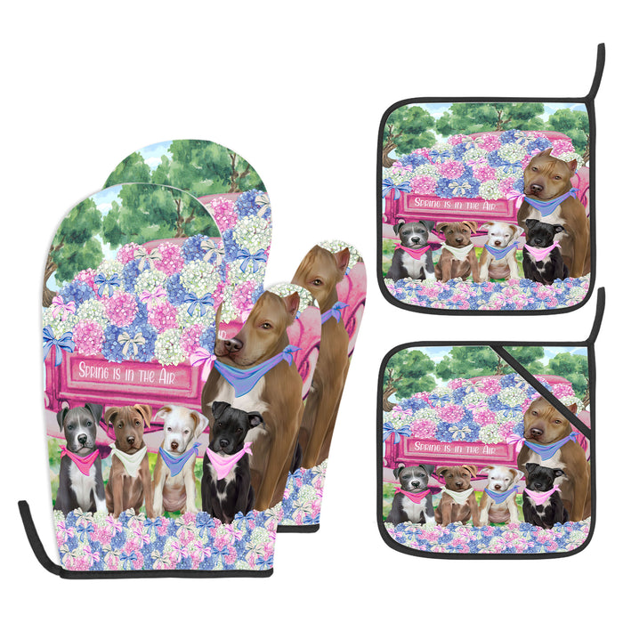 Pit Bull Oven Mitts and Pot Holder Set, Explore a Variety of Personalized Designs, Custom, Kitchen Gloves for Cooking with Potholders, Pet and Dog Gift Lovers