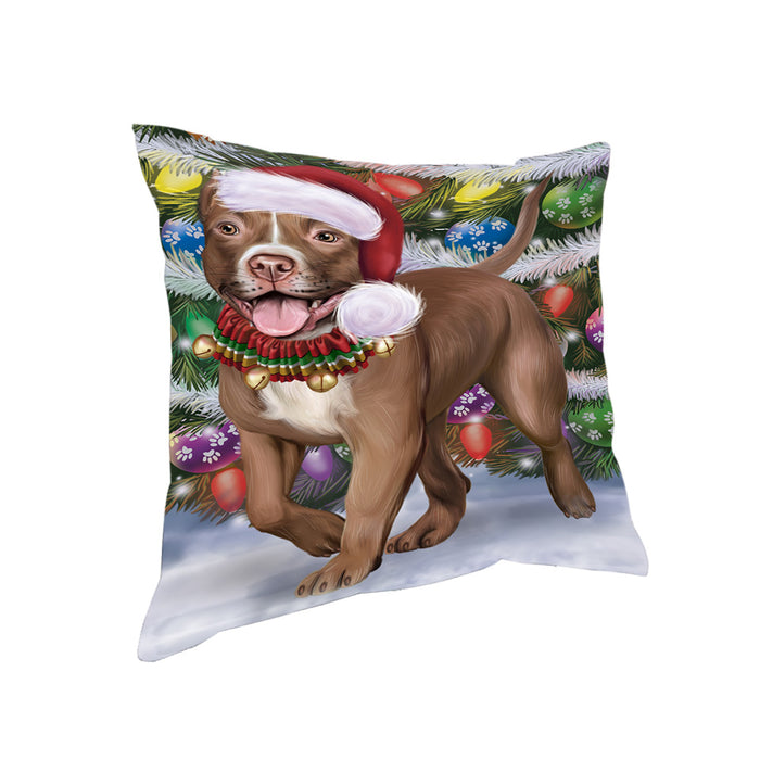 Trotting in the Snow Pitbull Dog Pillow with Top Quality High-Resolution Images - Ultra Soft Pet Pillows for Sleeping - Reversible & Comfort - Ideal Gift for Dog Lover - Cushion for Sofa Couch Bed - 100% Polyester, PILA91066