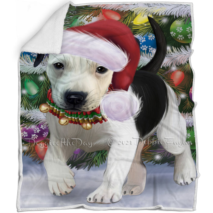 Trotting in the Snow Pitbull Dog Blanket BLNKT142817