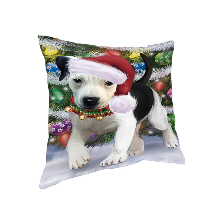 Trotting in the Snow Pitbull Dog Pillow with Top Quality High-Resolution Images - Ultra Soft Pet Pillows for Sleeping - Reversible & Comfort - Ideal Gift for Dog Lover - Cushion for Sofa Couch Bed - 100% Polyester, PILA91069