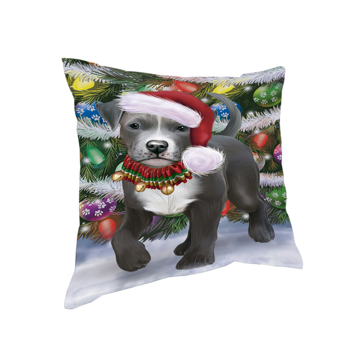 Trotting in the Snow Pitbull Dog Pillow with Top Quality High-Resolution Images - Ultra Soft Pet Pillows for Sleeping - Reversible & Comfort - Ideal Gift for Dog Lover - Cushion for Sofa Couch Bed - 100% Polyester, PILA91072