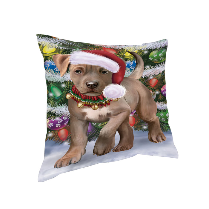 Trotting in the Snow Pitbull Dog Pillow with Top Quality High-Resolution Images - Ultra Soft Pet Pillows for Sleeping - Reversible & Comfort - Ideal Gift for Dog Lover - Cushion for Sofa Couch Bed - 100% Polyester, PILA91075
