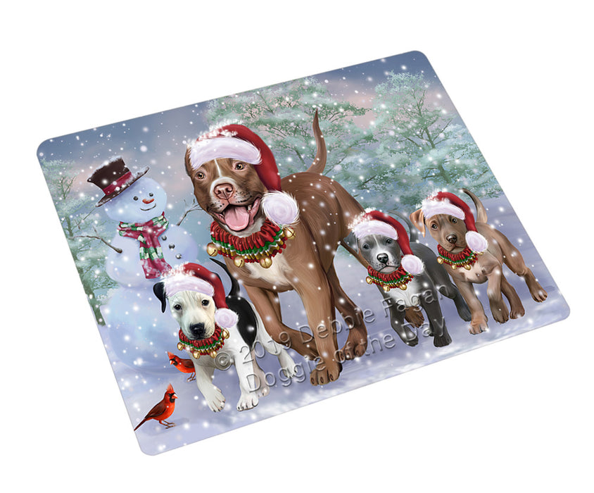Christmas Running Family Pitbull Dogs Cutting Board - For Kitchen - Scratch & Stain Resistant - Designed To Stay In Place - Easy To Clean By Hand - Perfect for Chopping Meats, Vegetables