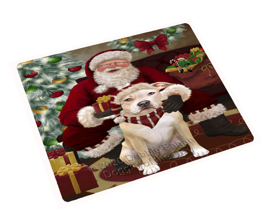 Santa's Christmas Surprise Pitbull Dog Cutting Board - Easy Grip Non-Slip Dishwasher Safe Chopping Board Vegetables C78700