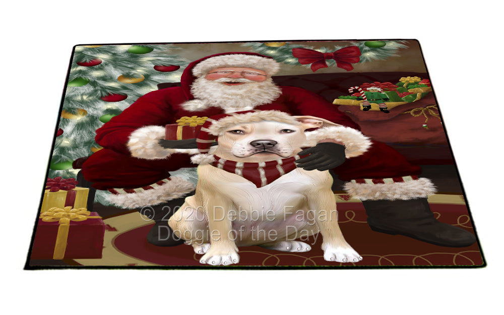 Santa's Christmas Surprise Pitbull Dog Indoor/Outdoor Welcome Floormat - Premium Quality Washable Anti-Slip Doormat Rug FLMS57520