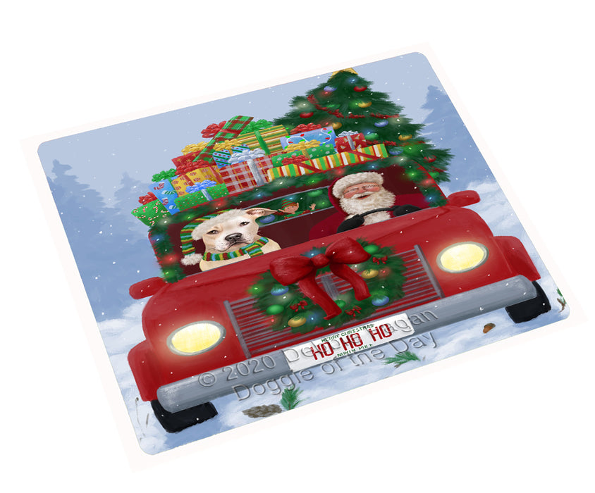 Christmas Honk Honk Red Truck Here Comes with Santa and Pitbull Dog Cutting Board - Easy Grip Non-Slip Dishwasher Safe Chopping Board Vegetables C78112