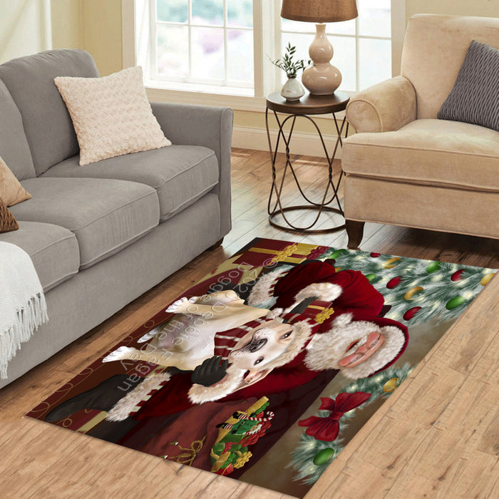 Santa's Christmas Surprise Pitbull Dog Polyester Living Room Carpet Area Rug ARUG67699