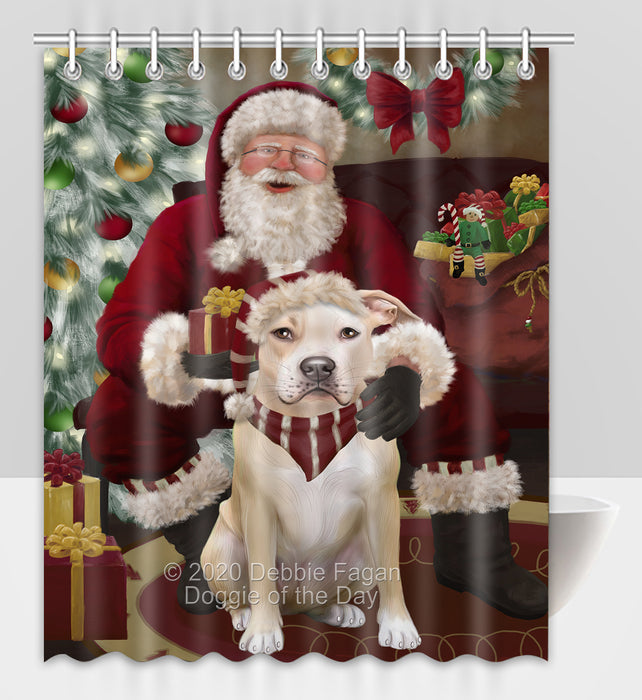 Santa's Christmas Surprise Pitbull Dog Shower Curtain Bathroom Accessories Decor Bath Tub Screens SC259