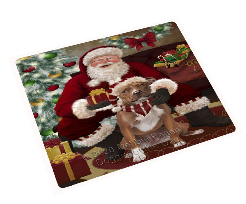 Santa's Christmas Surprise Pitbull Dog Cutting Board - Easy Grip Non-Slip Dishwasher Safe Chopping Board Vegetables C78703