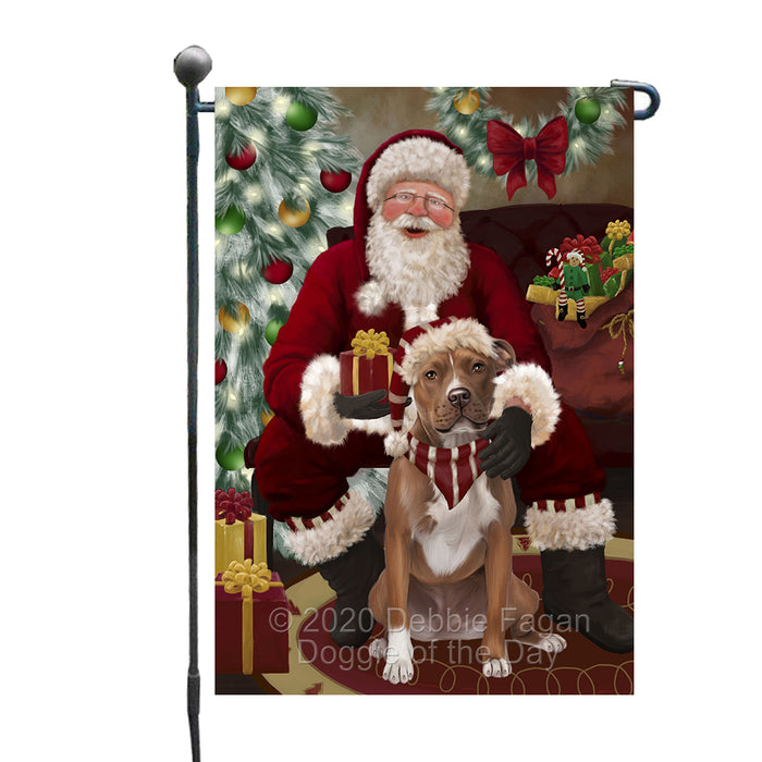 Santa's Christmas Surprise Pitbull Dog Garden Flag GFLG66766