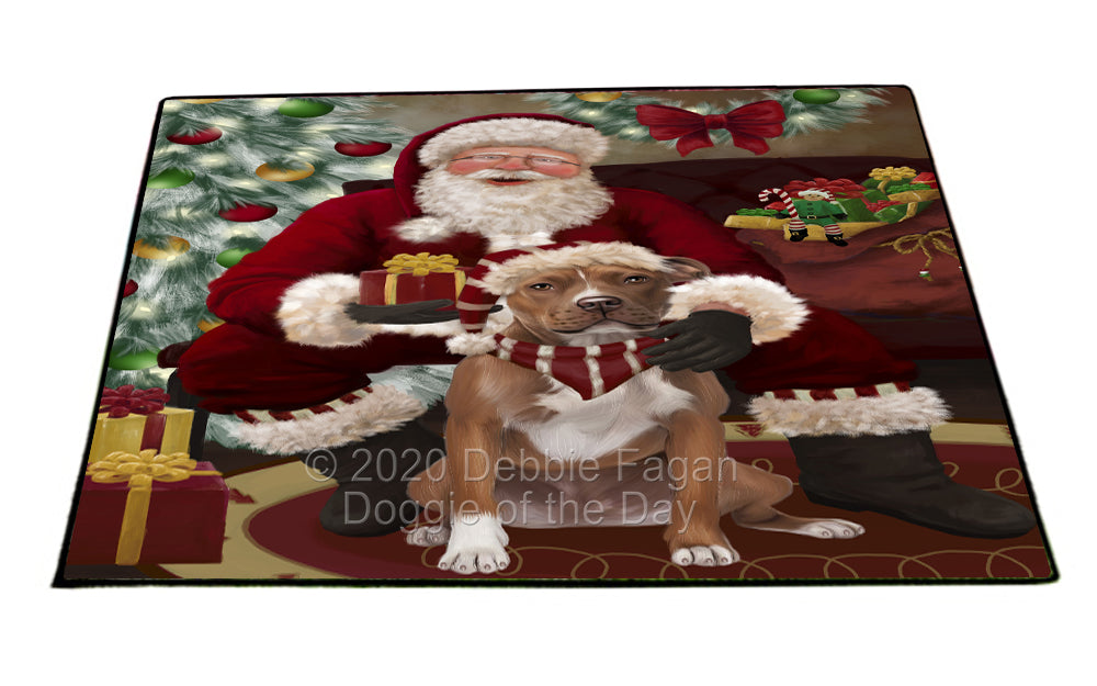 Santa's Christmas Surprise Pitbull Dog Indoor/Outdoor Welcome Floormat - Premium Quality Washable Anti-Slip Doormat Rug FLMS57523