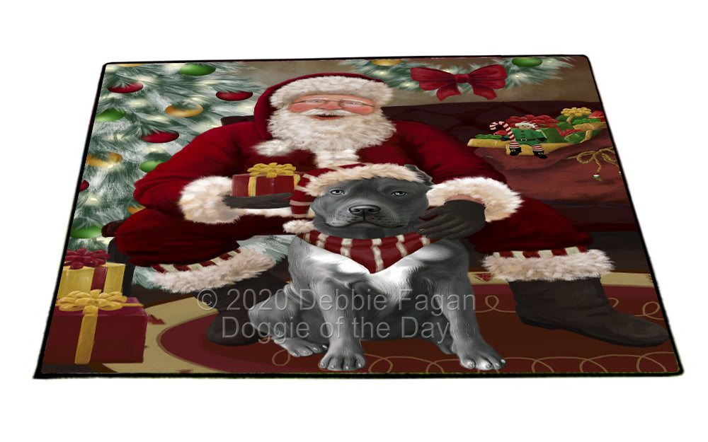 Santa's Christmas Surprise Pitbull Dog Indoor/Outdoor Welcome Floormat - Premium Quality Washable Anti-Slip Doormat Rug FLMS57526