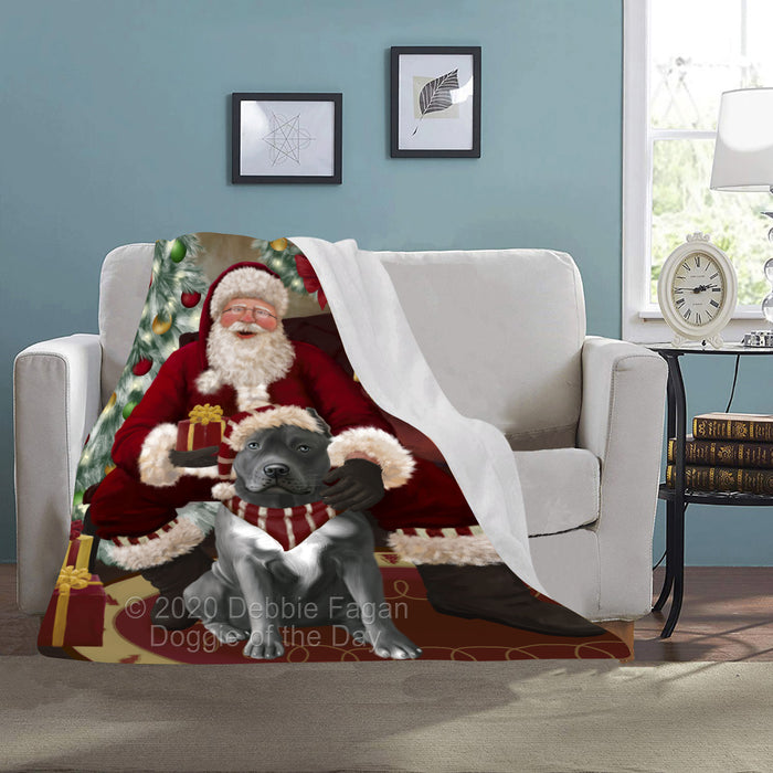 Santa's Christmas Surprise Pitbull Dog Blanket BLNKT142343