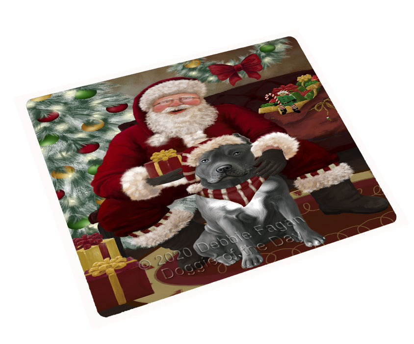 Santa's Christmas Surprise Pitbull Dog Cutting Board - Easy Grip Non-Slip Dishwasher Safe Chopping Board Vegetables C78706