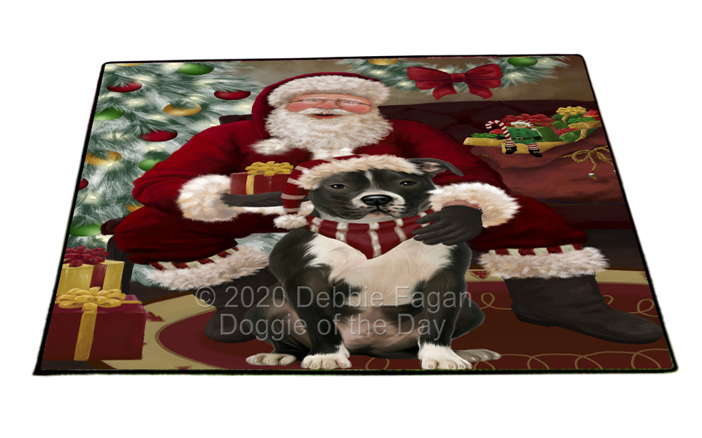 Santa's Christmas Surprise Pitbull Dog Indoor/Outdoor Welcome Floormat - Premium Quality Washable Anti-Slip Doormat Rug FLMS57529