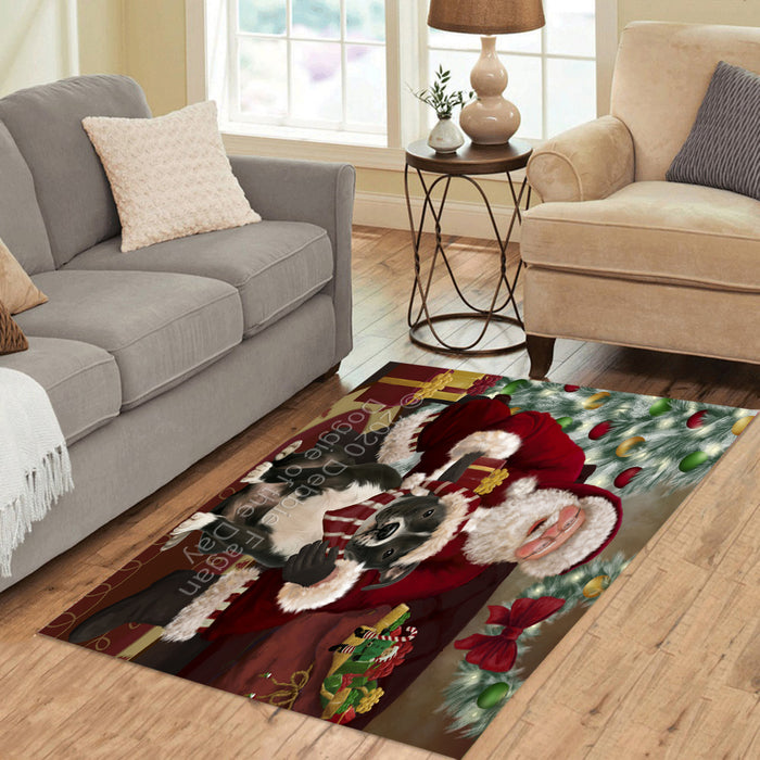 Santa's Christmas Surprise Pitbull Dog Polyester Living Room Carpet Area Rug ARUG67720