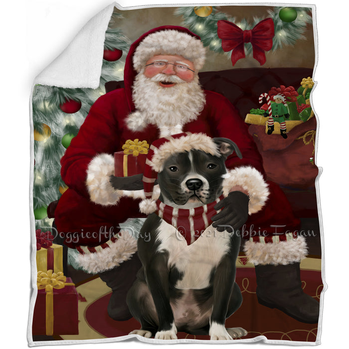 Santa's Christmas Surprise Pitbull Dog Blanket BLNKT142348