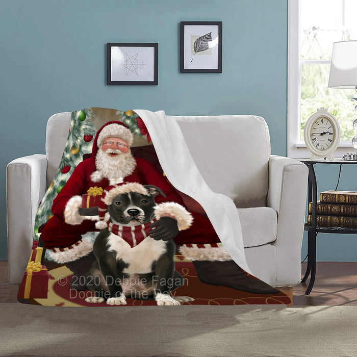 Santa's Christmas Surprise Pitbull Dog Blanket BLNKT142348