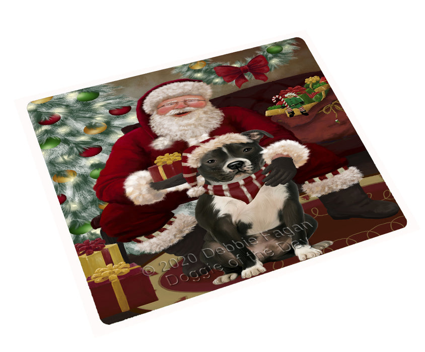 Santa's Christmas Surprise Pitbull Dog Cutting Board - Easy Grip Non-Slip Dishwasher Safe Chopping Board Vegetables C78709