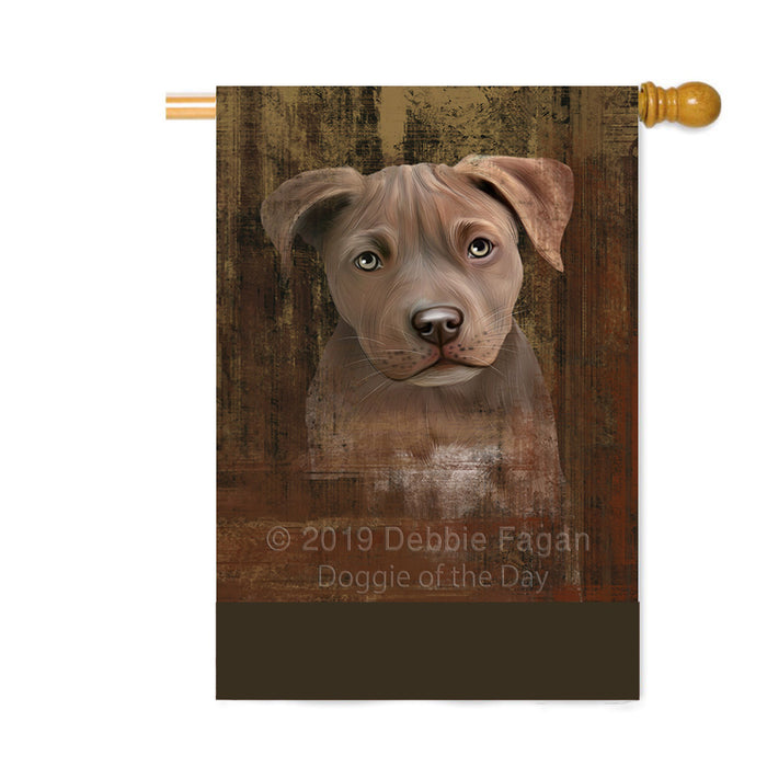 Personalized Rustic Pit Bull Dog Custom House Flag FLG64660