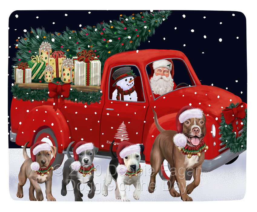 Christmas Express Delivery Red Truck Running Pitbull Dogs Blanket BLNKT141903