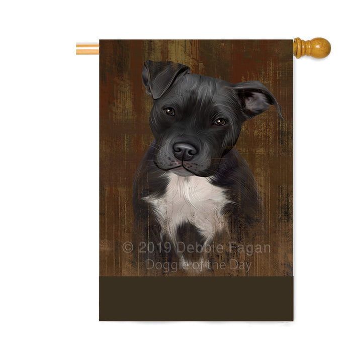 Personalized Rustic Pit Bull Dog Custom House Flag FLG64661