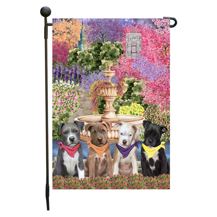 Pit Bull Dogs Garden Flag: Explore a Variety of Designs, Weather Resistant, Double-Sided, Custom, Personalized, Outside Garden Yard Decor, Flags for Dog and Pet Lovers