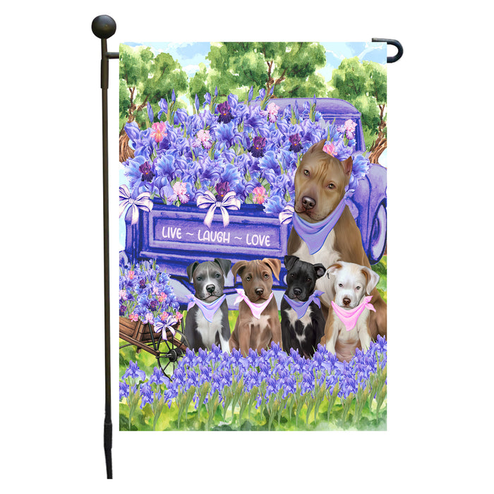 Pit Bull Dogs Garden Flag for Dog and Pet Lovers, Explore a Variety of Designs, Custom, Personalized, Weather Resistant, Double-Sided, Outdoor Garden Yard Decoration