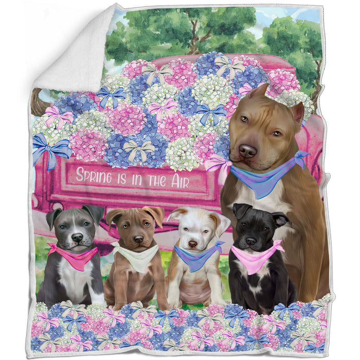 Pit Bull Bed Blanket, Explore a Variety of Designs, Custom, Soft and Cozy, Personalized, Throw Woven, Fleece and Sherpa, Gift for Pet and Dog Lovers