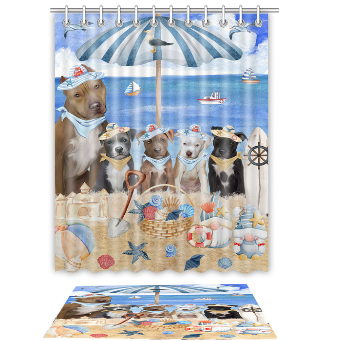Pit Bull Shower Curtain with Bath Mat Set: Explore a Variety of Designs, Personalized, Custom, Curtains and Rug Bathroom Decor, Dog and Pet Lovers Gift