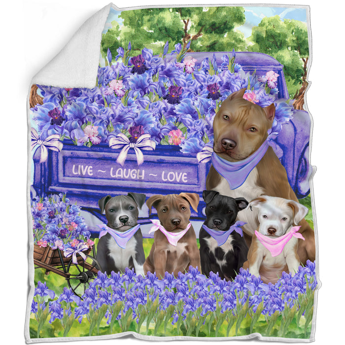 Pit Bull Blanket: Explore a Variety of Designs, Personalized, Custom Bed Blankets, Cozy Sherpa, Fleece and Woven, Dog Gift for Pet Lovers
