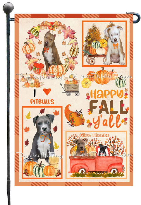 Happy Fall Y'all Pumpkin Pitbull Dogs Garden Flags- Outdoor Double Sided Garden Yard Porch Lawn Spring Decorative Vertical Home Flags 12 1/2"w x 18"h