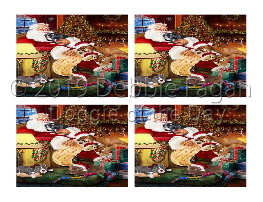 Santa Sleeping with Pit Bull Dogs Placemat