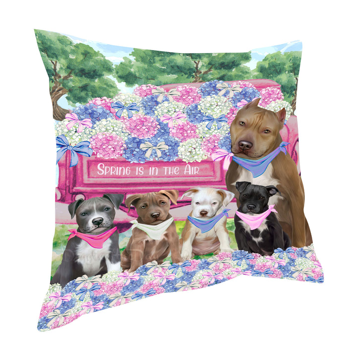 Pit Bull Throw Pillow, Explore a Variety of Custom Designs, Personalized, Cushion for Sofa Couch Bed Pillows, Pet Gift for Dog Lovers