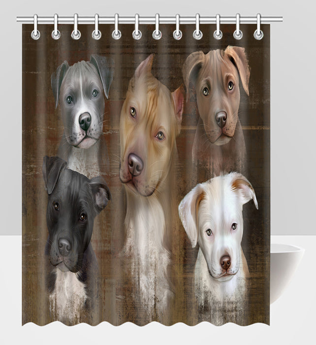 Rustic Pit Bull Dogs Shower Curtain