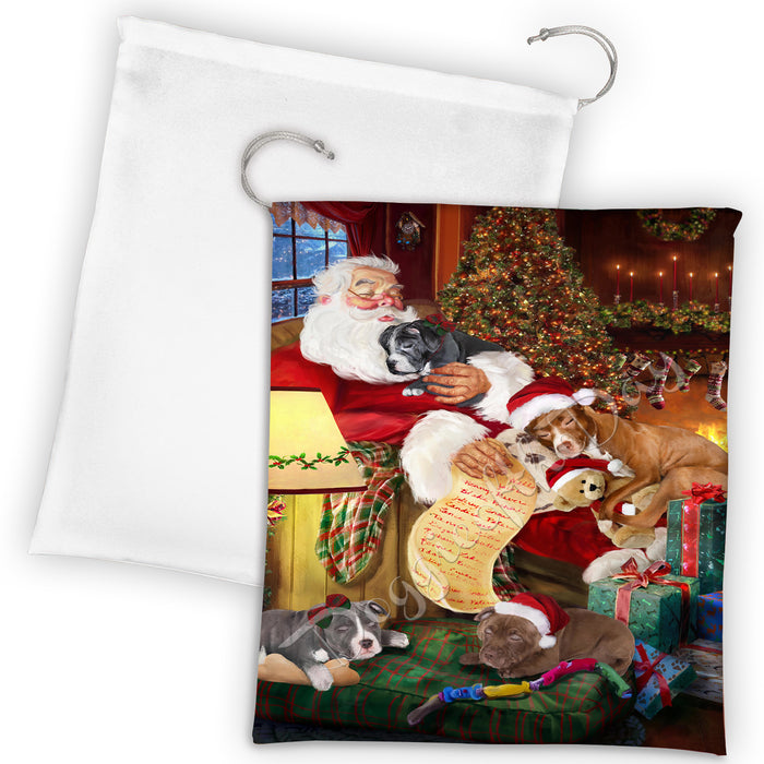 Santa Sleeping with Pomeranian Dogs Drawstring Laundry or Gift Bag LGB48834