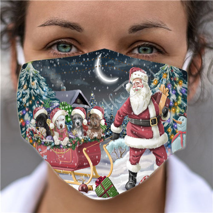 Santa Sled Dogs Christmas Happy Holidays Pitbull Dogs Face Mask FM49020