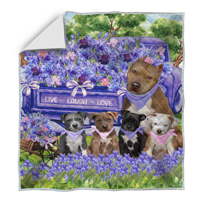Pit Bull Quilt, Explore a Variety of Bedding Designs, Bedspread Quilted Coverlet, Custom, Personalized, Pet Gift for Dog Lovers