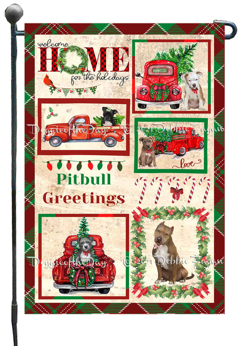 Welcome Home for Christmas Holidays Pitbull Dogs Garden Flag GFLG67031