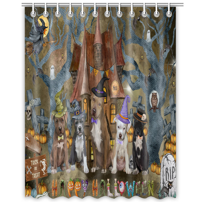 Pit Bull Shower Curtain: Explore a Variety of Designs, Personalized, Custom, Waterproof Bathtub Curtains for Bathroom Decor with Hooks, Pet Gift for Dog Lovers