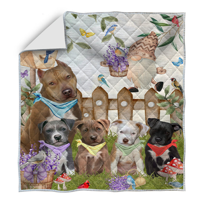 Pit Bull Bedspread Quilt, Bedding Coverlet Quilted, Explore a Variety of Designs, Personalized, Custom, Dog Gift for Pet Lovers
