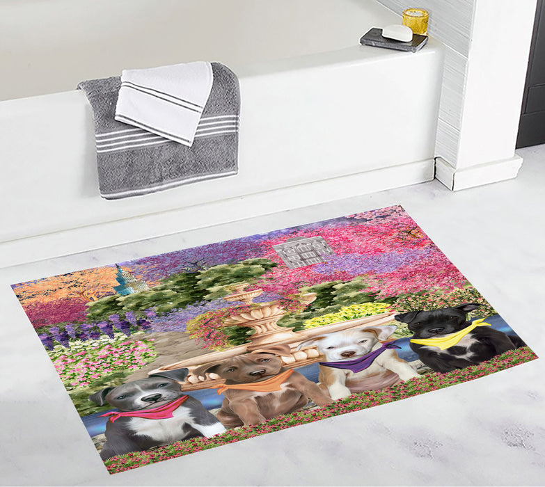 Pit Bull Custom Bath Mat, Explore a Variety of Personalized Designs, Anti-Slip Bathroom Pet Rug Mats, Dog Lover's Gifts