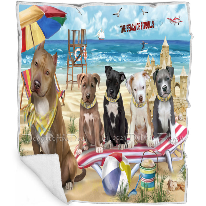 Pet Friendly Beach Pit Bulls Dog Blanket BLNKT53013