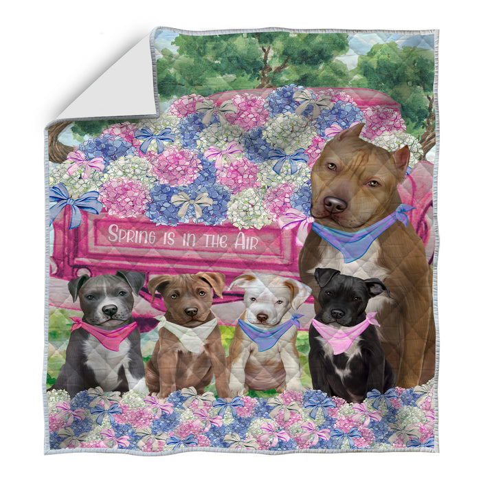 Pit Bull Bed Quilt, Explore a Variety of Designs, Personalized, Custom, Bedding Coverlet Quilted, Pet and Dog Lovers Gift