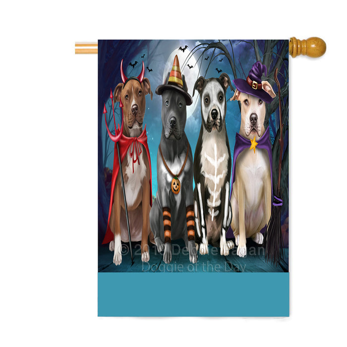 Personalized Happy Halloween Trick or Treat Pit Bull Dogs Custom House Flag FLG64059