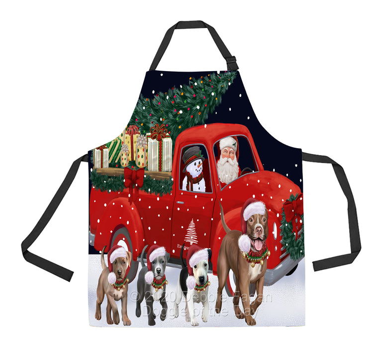 Christmas Express Delivery Red Truck Running Pitbull Dogs Apron Apron-48143