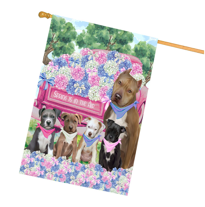Pitbull Dogs House Flag: Explore a Variety of Personalized Designs, Double-Sided, Weather Resistant, Custom, Home Outside Yard Decor for Dog and Pet Lovers