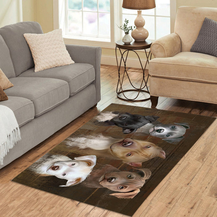 Rustic Pit Bull Dogs Area Rug